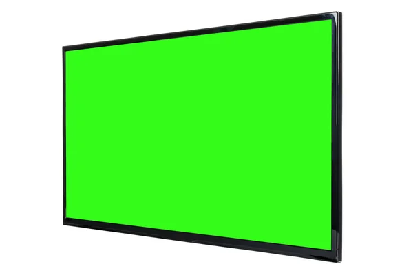 Televisión Moderna Alta Definición Monitor Plano Lcd Con Pantalla Cromakey —  Fotos de Stock