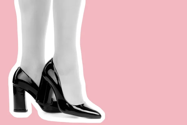 Calzature Donna Gambe Lunghe Sottili Femminili Che Indossano Scarpe Con — Foto Stock