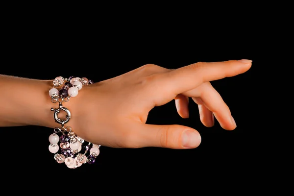 Hermosa Pulsera Gemas Joyería Hecha Mano Elegante Con Cuentas Brillantes —  Fotos de Stock