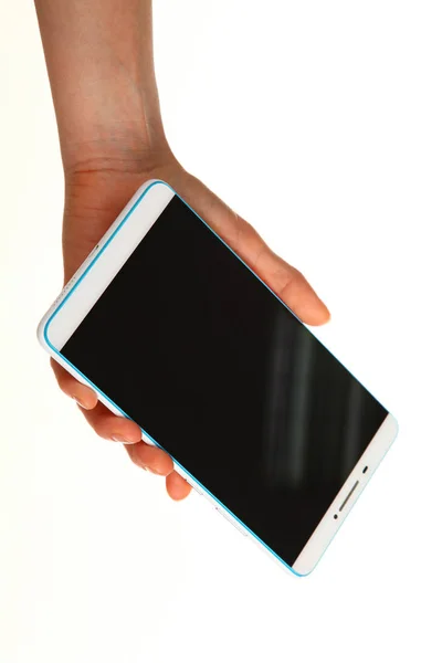 Human Hand Holds Modern Smartphone Blank Chromakey Screen Palm Technology — 스톡 사진