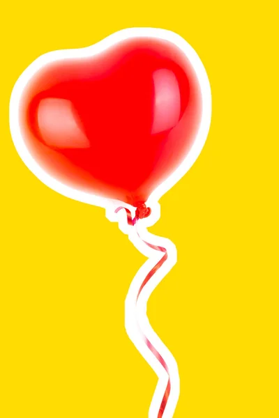 Roter Aufblasbarer Herzförmiger Gummiballon Liebe Beziehung Valentinstag Und Geburtstagsfeier Modecollage — Stockfoto