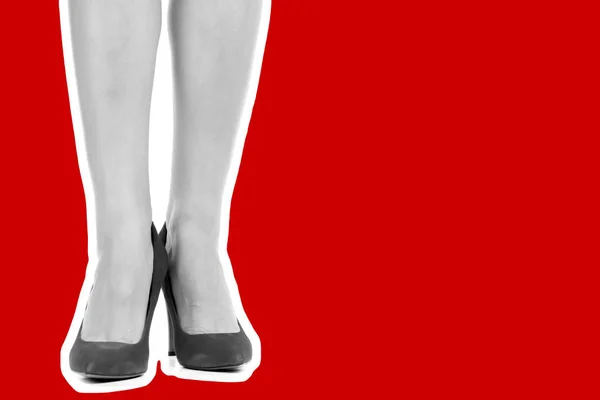 Damskie Obuwie Długie Szczupłe Nogi Samicy Noszą Buty Wysokich Obcasach — Zdjęcie stockowe