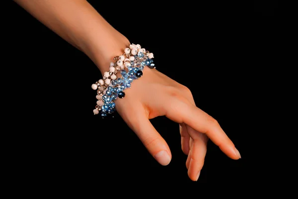 Hermosa Pulsera Gemas Joyería Hecha Mano Elegante Con Cuentas Brillantes —  Fotos de Stock