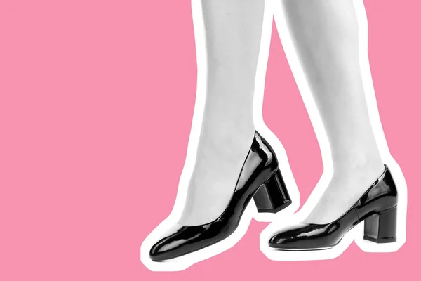 Calzature Donna Gambe Lunghe Sottili Femminili Che Indossano Scarpe Con — Foto Stock