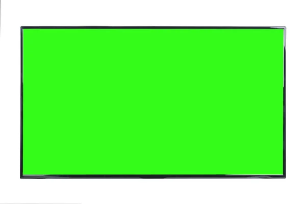 Moderna Alta Definizione Monitor Lcd Piatto Con Schermo Cromakey Verde — Foto Stock