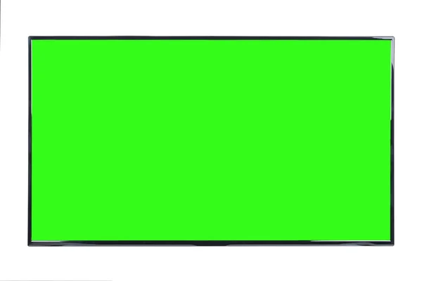 Modern High Definition Lcd Flat Monitor Blank Green Chromakey Screen — Stock Photo, Image