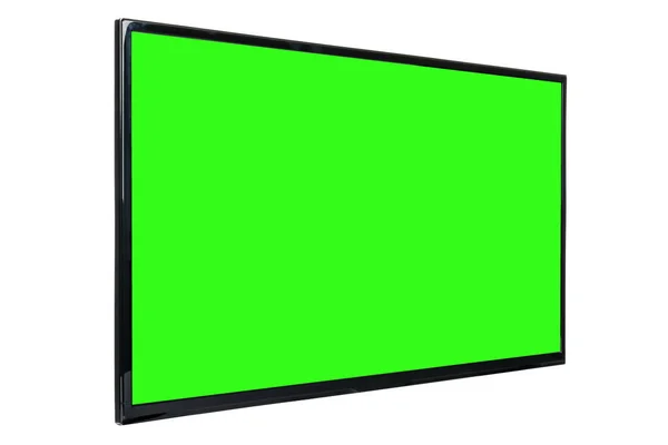 Moderní Televize Vysokým Rozlišením Lcd Plochý Monitor Prázdnou Zelenou Chromakey — Stock fotografie