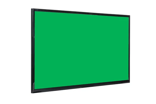 Modern High Definition Lcd Flat Monitor Blank Green Chromakey Screen — Stock Photo, Image