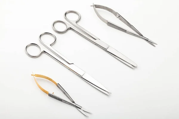 Steel Surgical Tools Laboratory Equipment Isolated White Background Professional Clinic — 스톡 사진