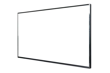 Modern yüksek çözünürlüklü televizyon. Lcd düz ekran, boş kromakey ekran, soyut, bulanık beyaz arkaplan üzerinde izole. Teknoloji ve 4K televizyon reklam konsepti. Ayrıntılı stüdyo kapanışı