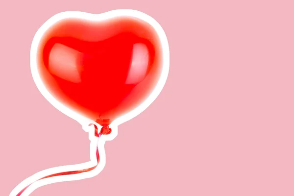 Ballon Gonflable Caoutchouc Rouge Forme Coeur Amour Relation Saint Valentin — Photo