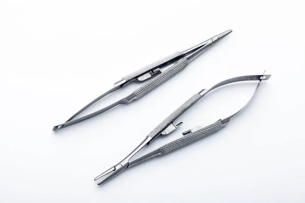 Steel Surgical Tools Laboratory Equipment Isolated White Background Professional Clinic — 스톡 사진