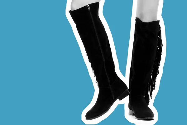 Γυναικεία Παπούτσια Μακριά Λεπτά Γυναικεία Πόδια Φοράνε Ψηλές Δερμάτινες Μπότες — Φωτογραφία Αρχείου