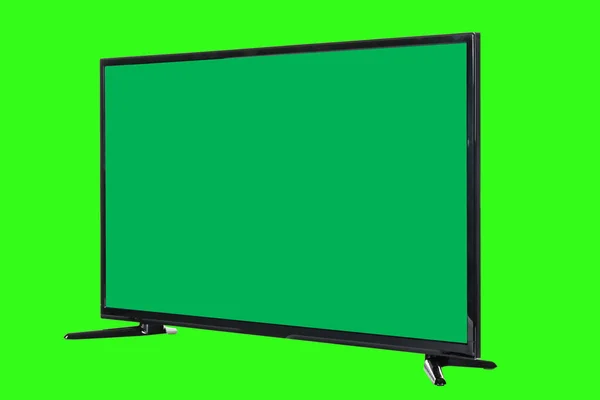 Télévision Haute Définition Moderne Écran Plat Lcd Avec Écran Vert — Photo