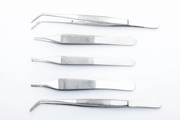 Steel Surgical Tools Laboratory Equipment Isolated White Background Professional Clinic — 스톡 사진