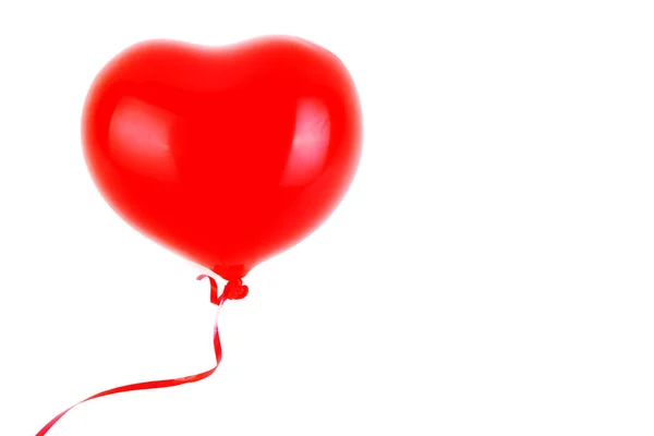 Main Femelle Tient Ballon Gonflable Caoutchouc Rouge Forme Coeur Amour — Photo