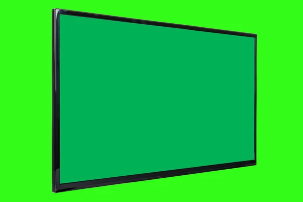 Moderní Televize Vysokým Rozlišením Lcd Plochý Monitor Prázdnou Chromakey Obrazovkou — Stock fotografie