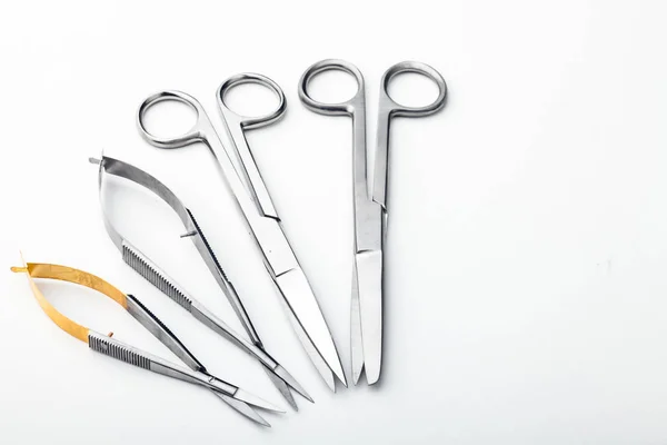 Steel Surgical Tools Laboratory Equipment Isolated White Background Professional Clinic — Stock Photo, Image