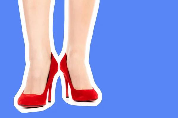 Ladies Outfit Footwear Long Slim Female Legs Wearing High Heels — 스톡 사진