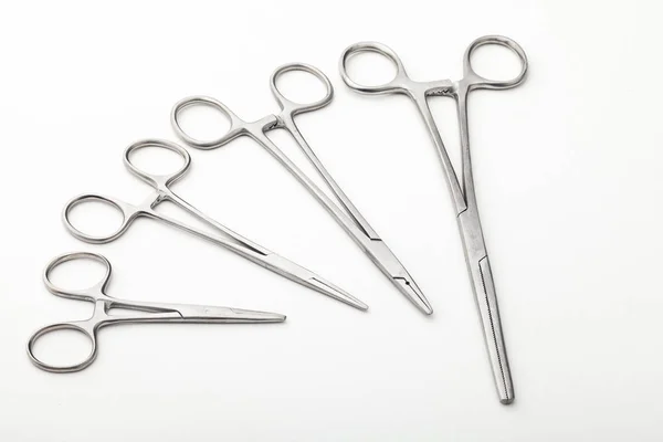 Steel Surgical Tools Laboratory Equipment Isolated White Background Professional Clinic — 스톡 사진