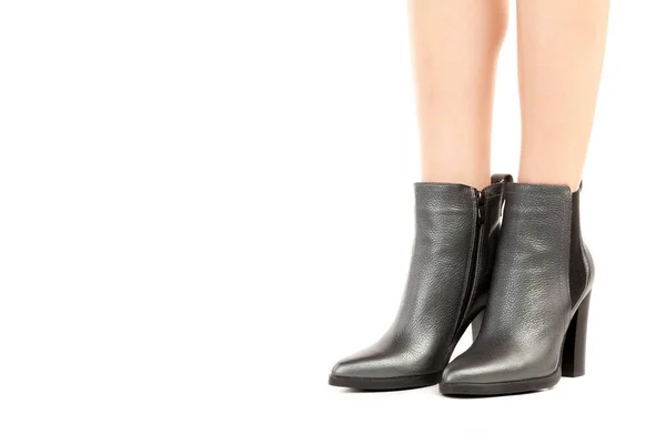 Calçado Roupa Senhora Pernas Femininas Magras Compridas Usando Sapatos Salto — Fotografia de Stock