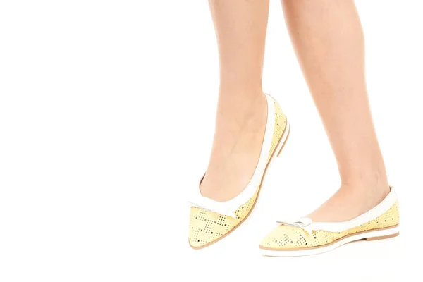 Женская Обувь Одежды Длинные Тонкие Женские Ноги Кожаных Туфлях Мода — стоковое фото