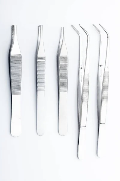 Steel Surgical Tools Laboratory Equipment Isolated White Background Professional Clinic — 스톡 사진