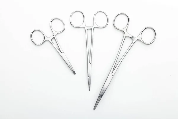 Steel Surgical Tools Laboratory Equipment Isolated White Background Professional Clinic — Stock Photo, Image