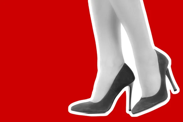 Dames Outfit Schoenen Lange Slanke Vrouwelijke Benen Dragen Hoge Hakken — Stockfoto