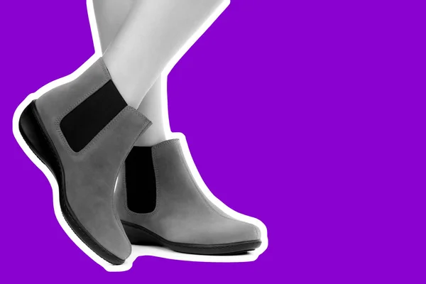 Calzado Mujer Largas Piernas Delgadas Mujer Usan Zapatos Cuero Bajos —  Fotos de Stock