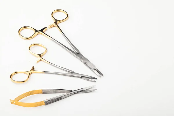 Steel Surgical Tools Laboratory Equipment Isolated White Background Professional Clinic — 스톡 사진