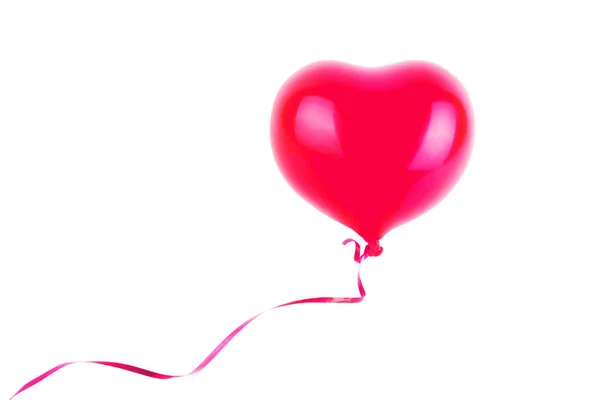 Roter Aufblasbarer Herzförmiger Gummiballon Liebe Beziehung Valentinstag Und Geburtstagsfeier Studioaufnahme — Stockfoto