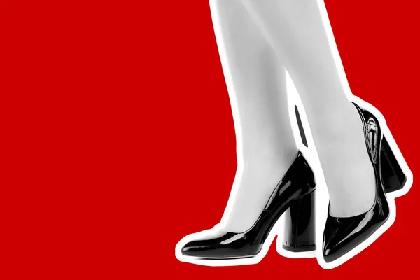 Calzado Mujer Largas Piernas Delgadas Mujer Usan Zapatos Tacón Alto —  Fotos de Stock