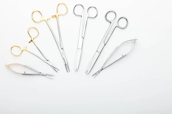 Steel Surgical Tools Laboratory Equipment Isolated White Background Professional Clinic — 스톡 사진