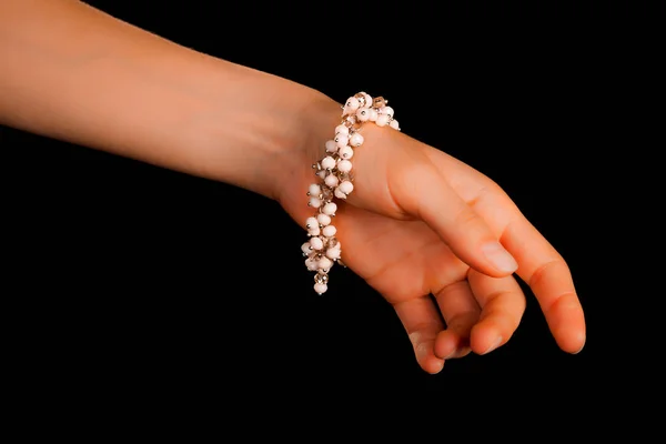 Hermosa Pulsera Gemas Joyería Hecha Mano Elegante Con Cuentas Brillantes —  Fotos de Stock