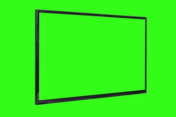 Modernes High Definition Fernsehen Lcd Flachbildschirm Mit Leerem Grünen Bildschirm — Stockfoto