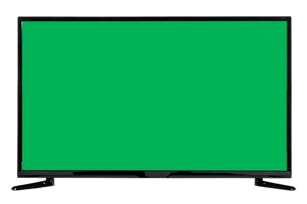 Televisión Moderna Alta Definición Monitor Plano Lcd Con Pantalla Cromakey — Foto de Stock