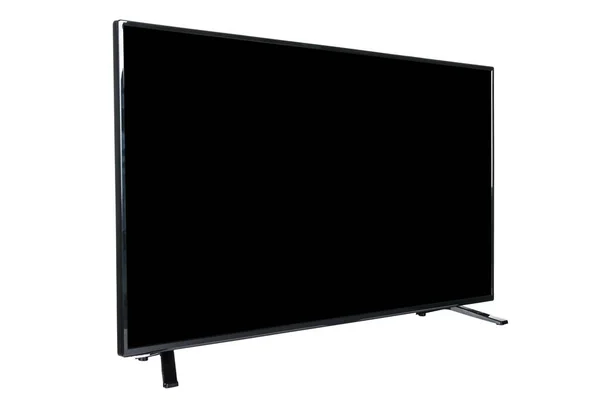 Modern yüksek çözünürlüklü televizyon. Lcd düz ekran, boş yeşil renkli ekran, soyut, bulanık beyaz arka planda izole edilmiş. Teknoloji ve 4K televizyon reklam konsepti. Ayrıntılı stüdyo kapanışı