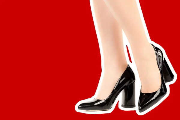 Dames Outfit Schoenen Lange Slanke Vrouwelijke Benen Dragen Hoge Hakken — Stockfoto