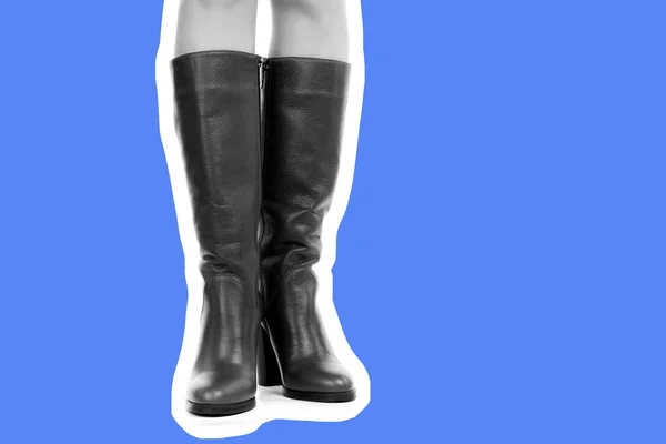 Calzado Mujer Largas Piernas Delgadas Mujer Usan Botas Altas Tacón —  Fotos de Stock