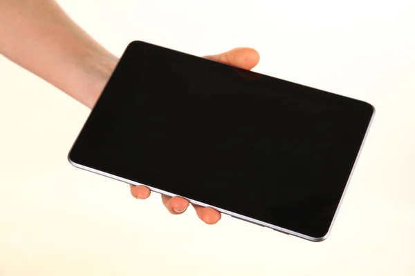 Human Hand Holds Modern Smartphone Blank Chromakey Screen Palm Technology — 스톡 사진