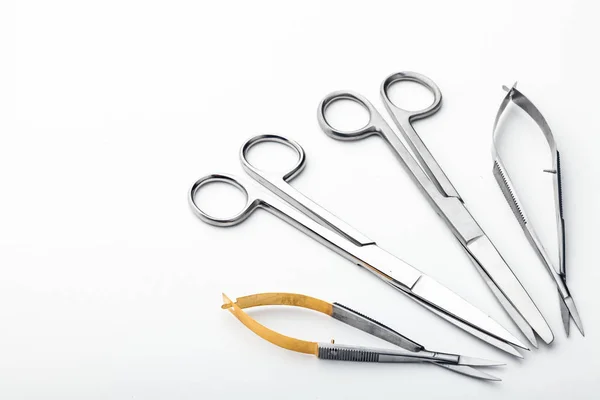 Steel Surgical Tools Laboratory Equipment Isolated White Background Professional Clinic — Stock Photo, Image