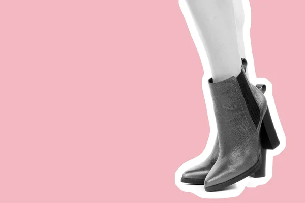 Calzature Donna Gambe Lunghe Sottili Della Femmina Che Indossano Scarpe — Foto Stock