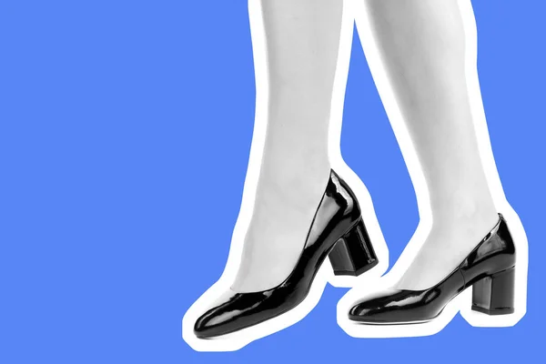Calzado Mujer Largas Piernas Delgadas Femeninas Con Zapatos Tacón Alto — Foto de Stock