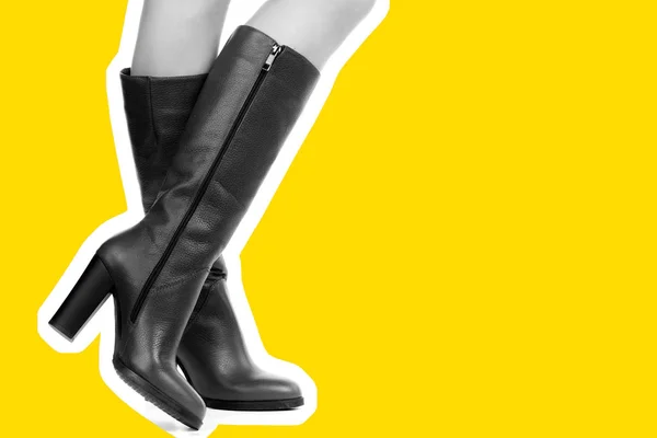 Пані Взуття Довгі Тонкі Жіночі Ноги Носять Високий Каблук Макет — стокове фото