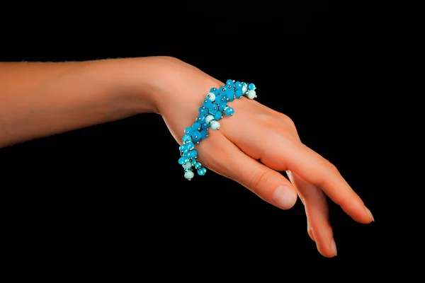 Mooie Elegante Handgemaakte Sieraden Edelsteen Armband Met Kleurrijke Glanzende Kralen — Stockfoto