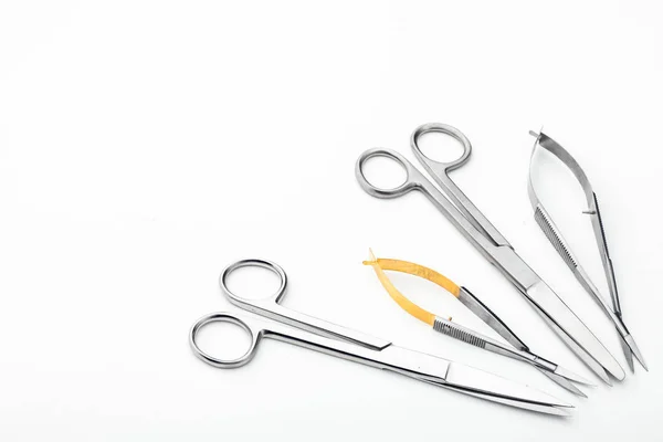 Steel Surgical Tools Laboratory Equipment Isolated White Background Professional Clinic — 스톡 사진