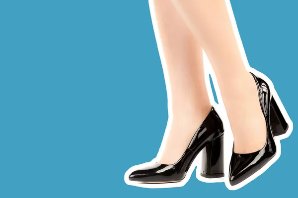 Dames Outfit Schoenen Lange Slanke Vrouwelijke Benen Dragen Hoge Hakken — Stockfoto