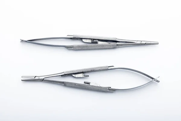 Steel Surgical Tools Laboratory Equipment Isolated White Background Professional Clinic — 스톡 사진