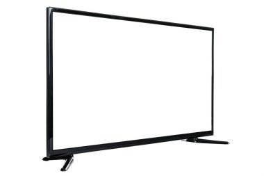 Modern yüksek çözünürlüklü televizyon. Lcd düz ekran, boş kromakey ekran, soyut, bulanık beyaz arkaplan üzerinde izole. Teknoloji ve 4K televizyon reklam konsepti. Ayrıntılı stüdyo kapanışı